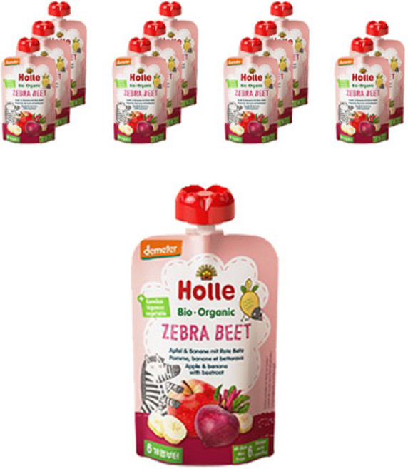홀레 유기농 이유식 퓨레 지브라 비트, 사과 + 바나나 + 비트, 100g, 12개