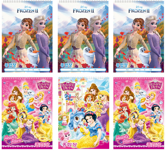 희망노트 디즈니 두툼두툼 종합장 겨울왕국2 3p + 프린세스 랜덤발송 3p 세트, 36매, 1세트