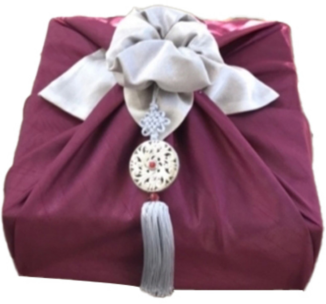 르미에 실크 겹 보자기 80 x 80 cm, 버건디 + 아이보리, 1개