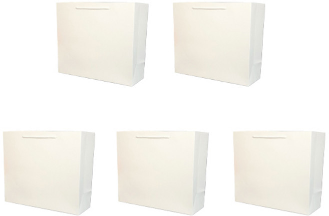 무지 코팅 가로형 쇼핑백 SBF83, 흰색, 5개