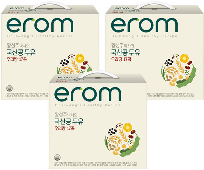 이롬 황성주 박사의 국산콩 두유 우리땅 17곡, 190ml, 60개