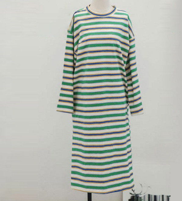 글램공감 여성용 통기성 팝핑 긴팔 순면 롱 원피스 잠옷