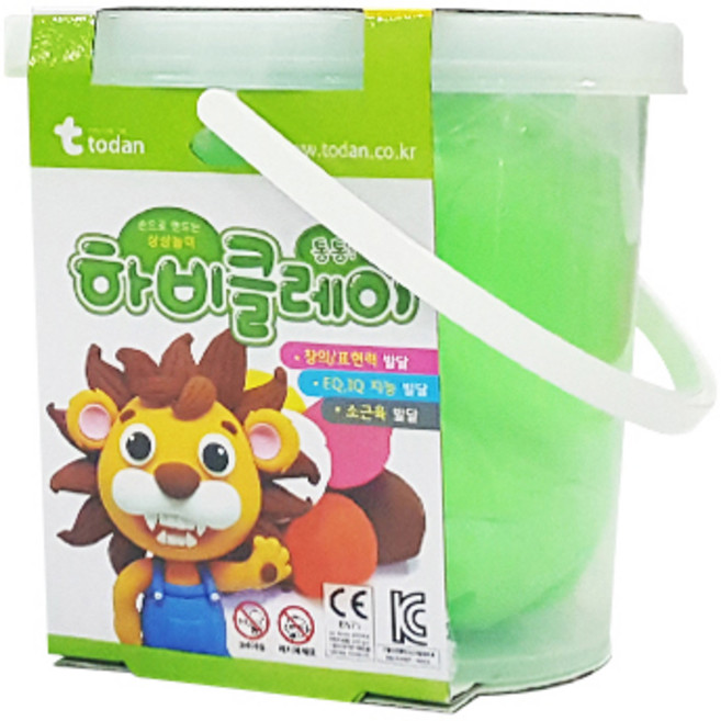 토단교재 유아용 하비 클레이, 형광연두, 500g, 1개