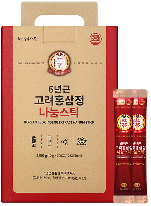 정원삼 6년근 고려홍삼정 나눔스틱, 200회분, 1개