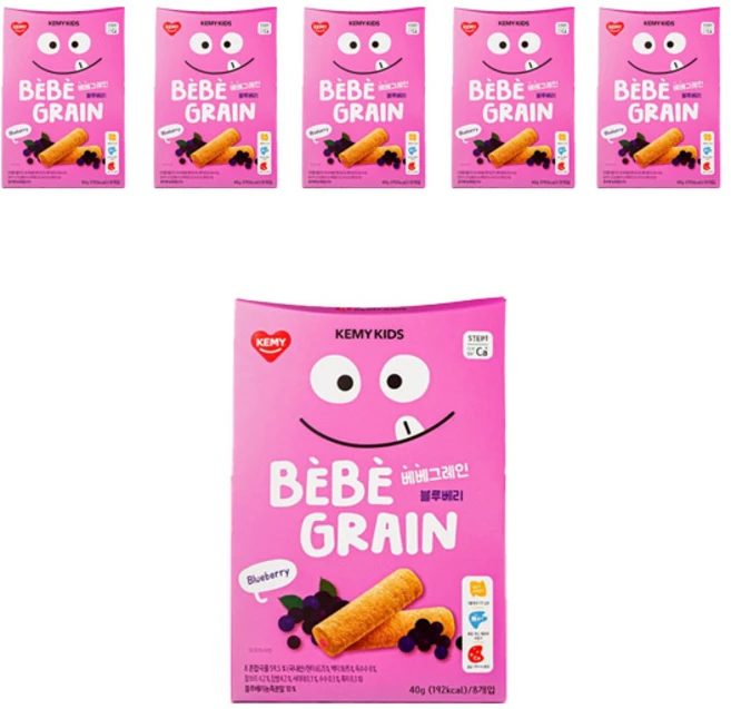 캐미키즈 베베그레인 유아곡물과자, 6개, 블루베리, 40g - 쿠팡