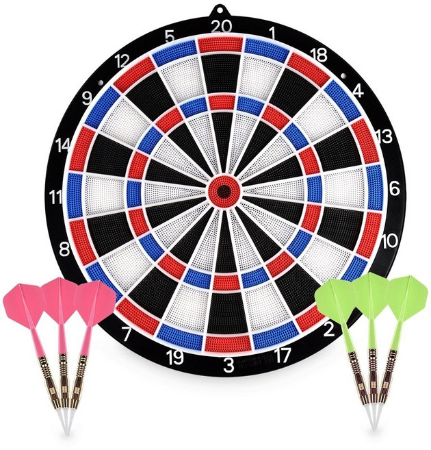 다트 보드 + 핑크 다트 3p + 그린 다트 3P 세트, 핑크(다트), 그린(다트), 블루 + 레드(다트보드), 1개