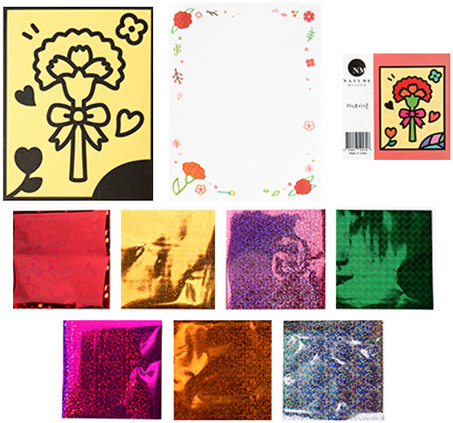 민화샵 포일아트 카네이션 카드 만들기 세트 FDPPP0230, 랜덤발송, 20세트