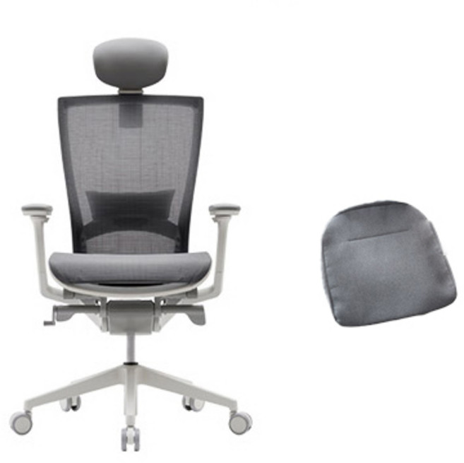 시디즈 T50 AIR 화이트쉘 메쉬의자 + 좌판커버 방문설치, 그레이