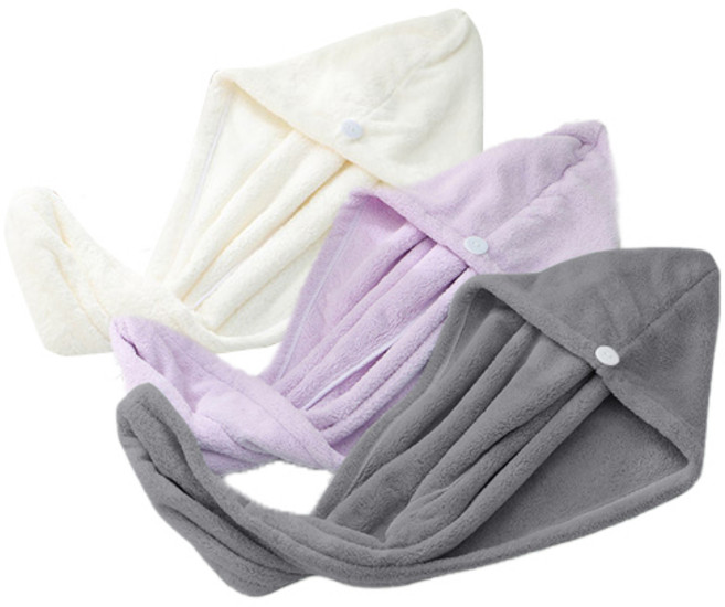 극세사 드라이 헤어타월 3종 세트 64 x 23 cm, 딥그레이 + 퍼플 + 아이보리, 1세트