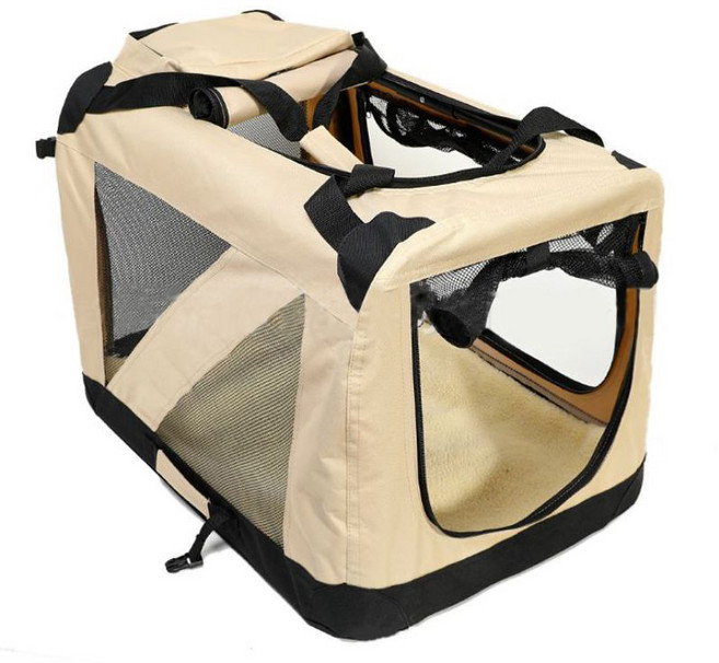 레오펫 애견 접이식 폴딩 프레임 소프트켄넬, 베이지, 1개
