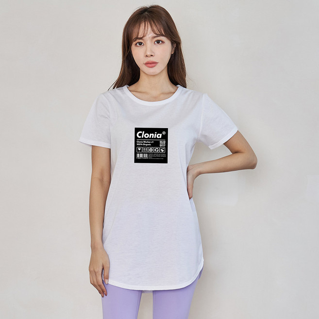 진마니아 여성용 스퀘어 클로니아 하프 라운드 반팔 티셔츠 CB5T05