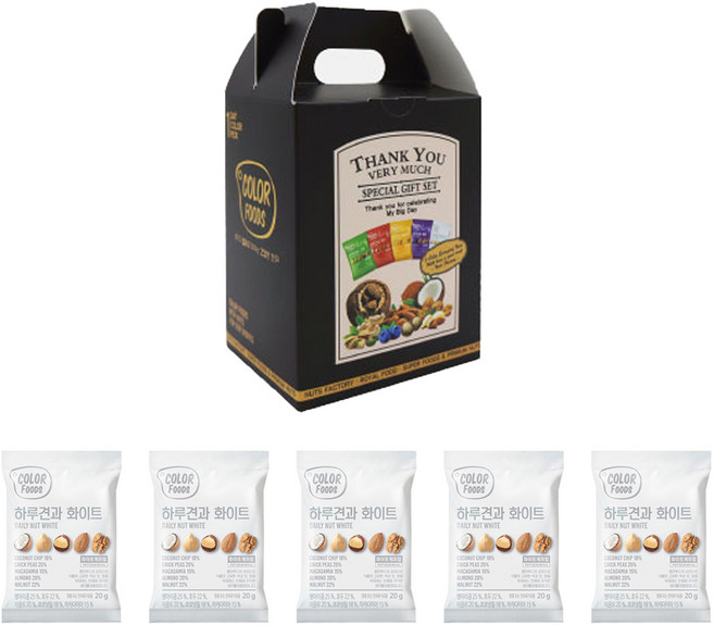 견과공장 하루견과 화이트 20g x 5p + 선물포장박스, 100g, 1세트