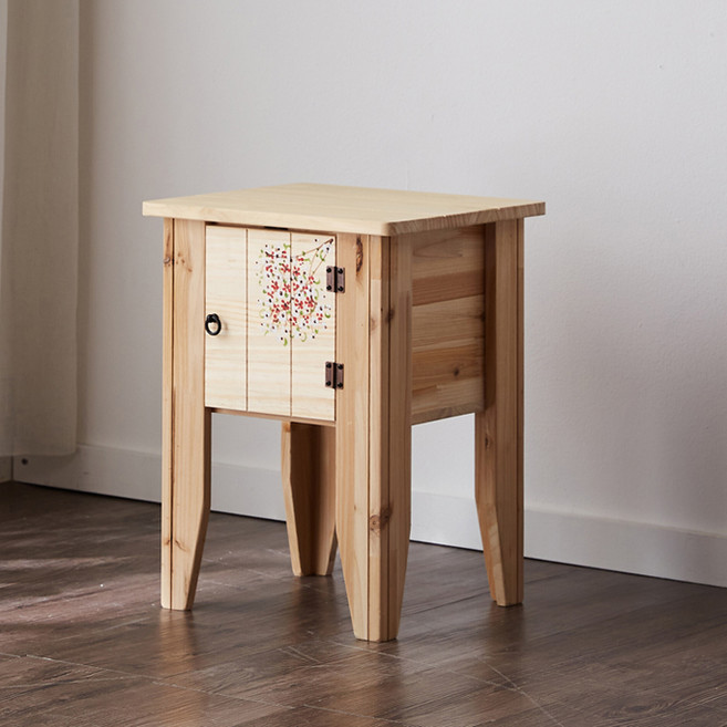 보네르스토리 원목 스툴홀문 수납장, 내추럴