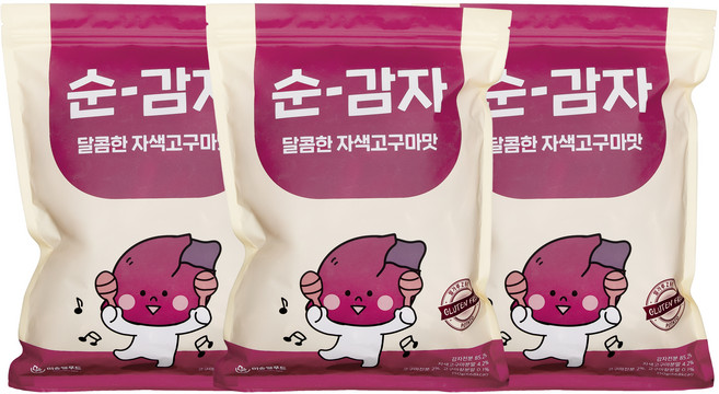 순 감자 달콤한 자색 고구마맛, 150g, 3개
