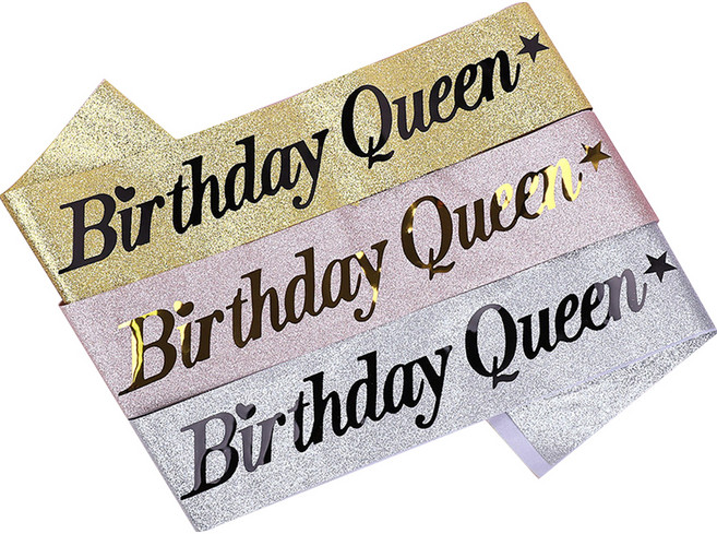 조이파티 생일어깨띠 Birthday Queen 3종세트, 글리터골드, 글리터실버, 글리터로즈골드, 3개