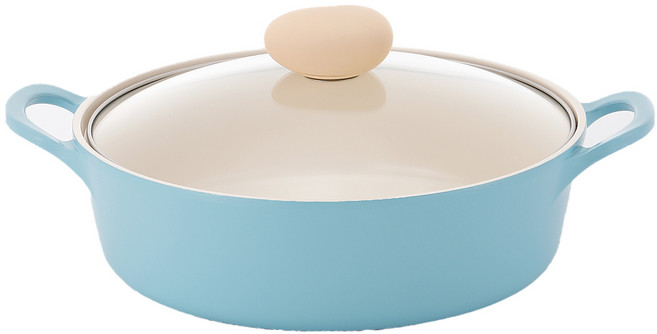 네오플램 레트로 유리뚜껑 전골냄비, 26cm, 민트, 1개