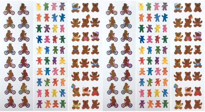 스티커마켓 오로라 스티커 자전거베어 2p + 3열미니베어 2p + 4열미니베어 2p 3종 세트, 혼합색상, 1세트