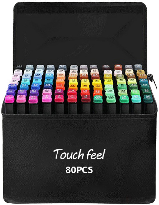 터치필 더블헤드 알콜 유성 마커세트 학생디자인, 80색, 1세트