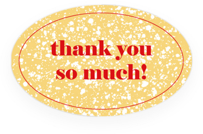 컬러드롭 땡큐쏘머치 타원형 포장 스티커, 옐로우, 120개