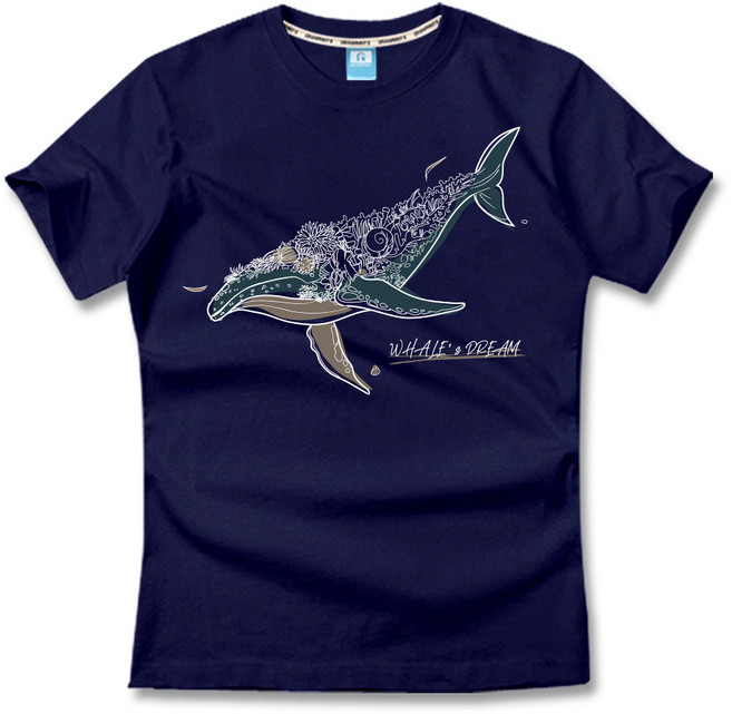 그랜피니 남녀공용 통기성 프리미엄 유니크 고래 반팔 티셔츠 GFBT314