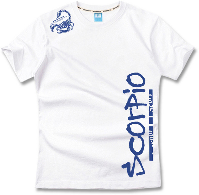 그랜피니 남녀공용 통기성 프리미엄 블루 스콜피온 반팔 티셔츠 GFBT304