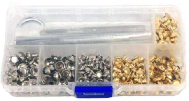 가죽공예 리벳 8mm x 2종 x 30p + 6mm x 2종 x 30p + 공구 3종 세트, 1개
