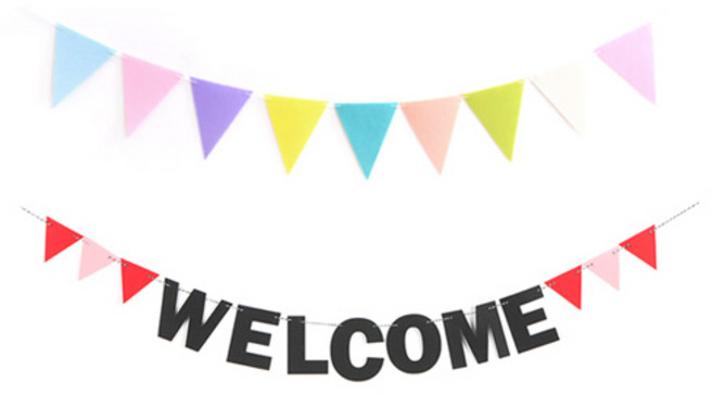 파티해 펠트 삼각 파티 가랜드 파스텔 + 펠트 웰컴 가랜드 세트, 혼합색상, 1세트