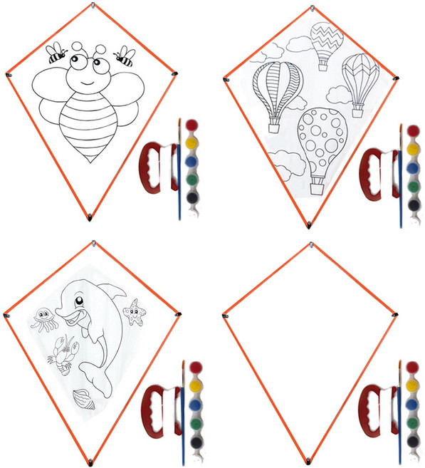 티처스 DIY 컬러링 연만들기 도안 4종 + 얼레실 + 붓 + 물감, 1세트