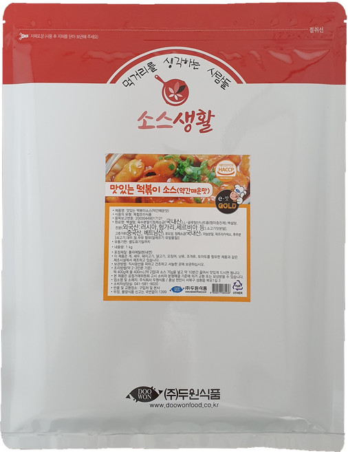 소스생활 맛있는 떡볶이 소스 분말 약간매운맛, 1kg, 1개