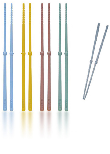 볼스틱 젓가락 세트, 블루 + 그레이 + 옐로우 + 초코렛 + 민트, 단품, 5개