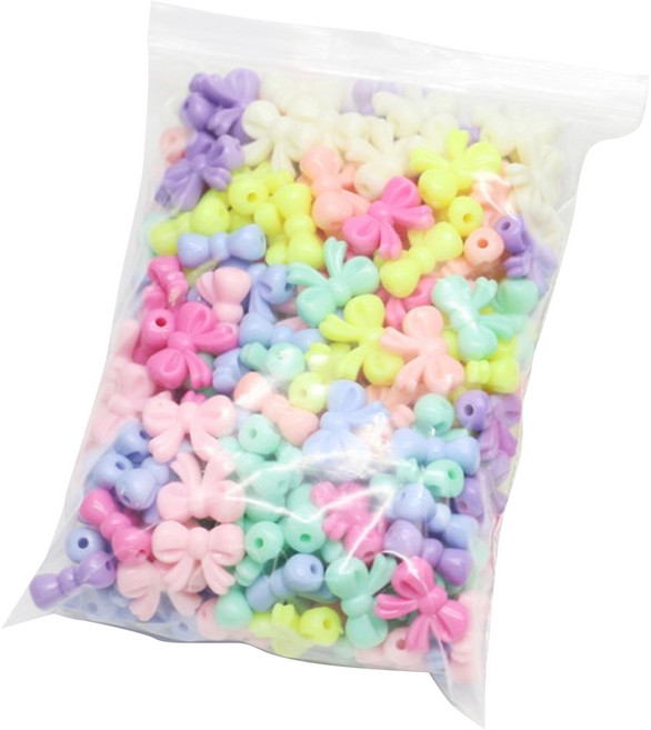 파티드레싱 캔디 컬러 리본매듭 모양비즈 세트 250g, 랜덤발송, 1세트