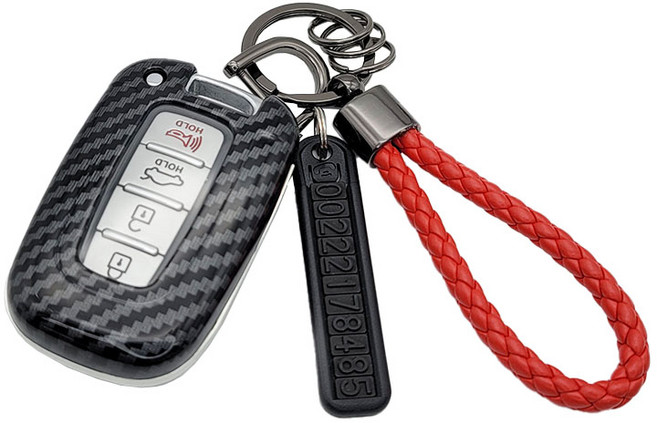 그린텍 카본 키케이스 현대 기아 B타입, 실버크롬 + 레드