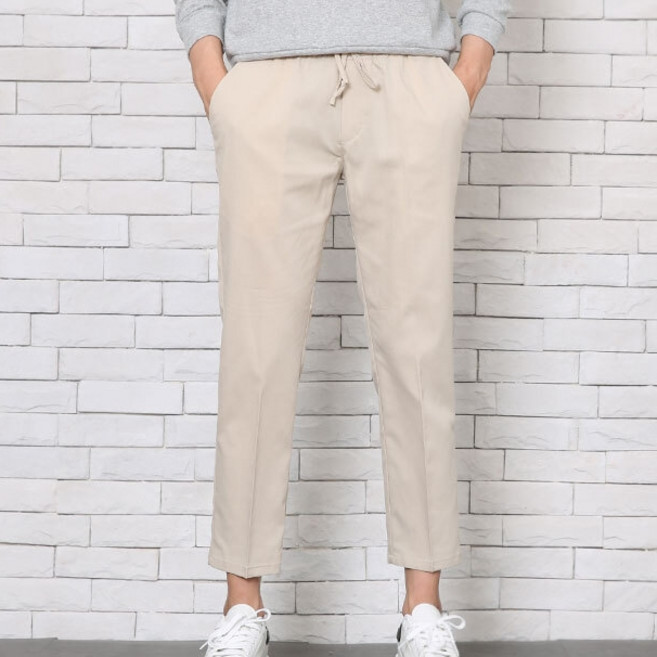 WITHJEANS 男款綁帶休閒9分褲