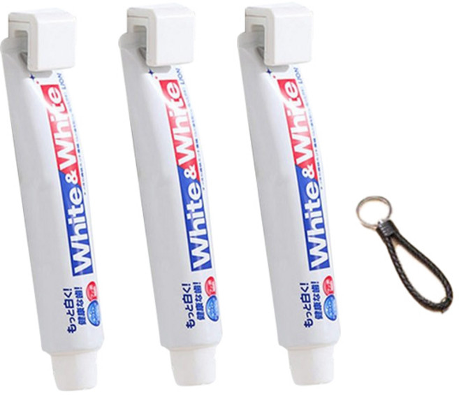 스톤스틸 간편한 부착 칫솔걸이 3p + 키링, 1세트, 화이트