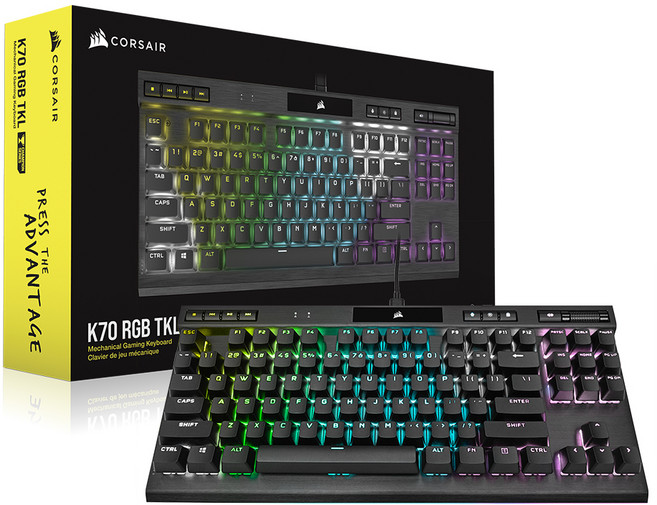 CORSAIR 海盜船 K70 RGB TKL 冠軍系列 機械式 有線 無數字鍵盤, 單一顏色, RGP0071, 紅軸