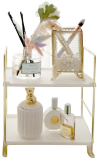 더이쁨 DIY 철제 화장품 정리대 2단 EP-0734, 골드, 1개