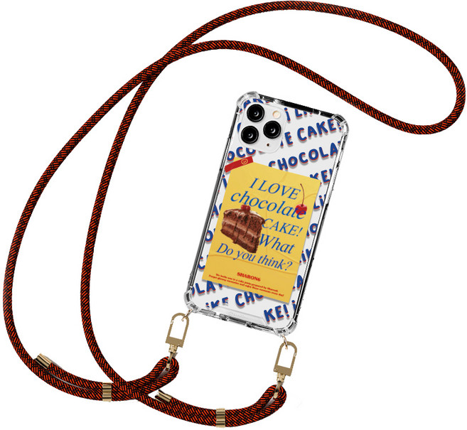 샤론6 디자인 스트랩 투명 범퍼 초코케이크 휴대폰 케이스