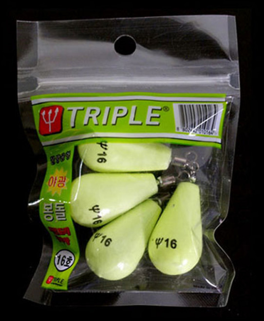 트리플 물방울형 야광봉돌, 4개입, 1개