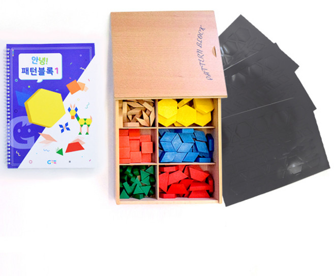 가베 자석패턴블록 + 1단계 교재 KS1456, 혼합색상, 1세트