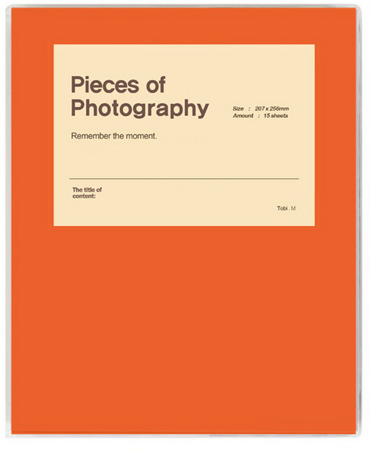 문구백서 비비드 접착식 포토앨범, 오렌지(흑색내지), 15매