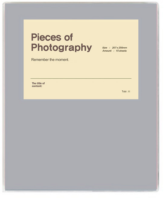 문구백서 비비드 접착식 포토앨범, 그레이(흑색내지), 15매