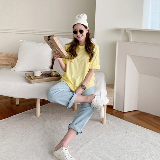 난닝구 여성용 통기성 비도베 박시롱반팔티