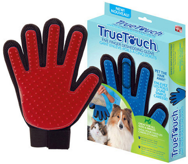 트루터치 매직 글러브 단면기본형 털갈이장갑 오른손전용 + 박스 세트, 레드, 1세트