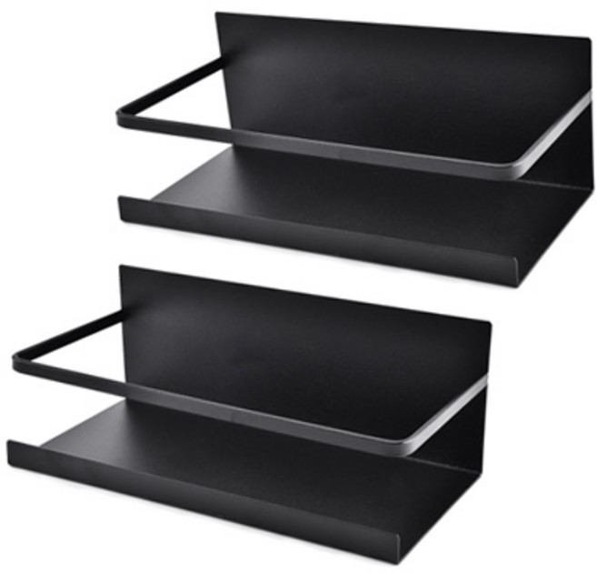 브랜드미 냉장고 자석 선반 정리대, 블랙, 2개