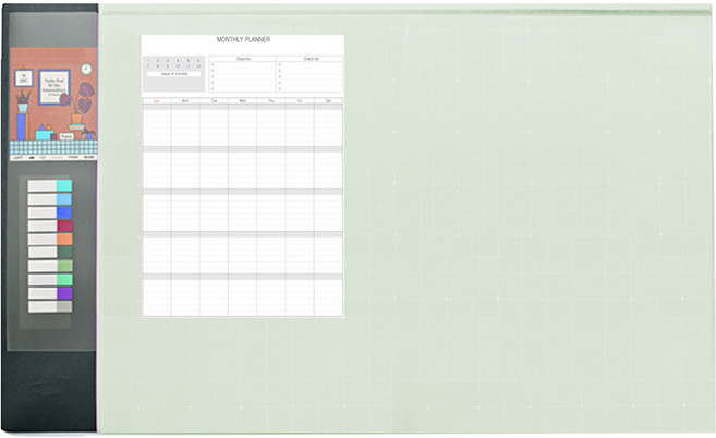 문구백서 와이드데이 양면 데스크매트, 민트 앤 네이비