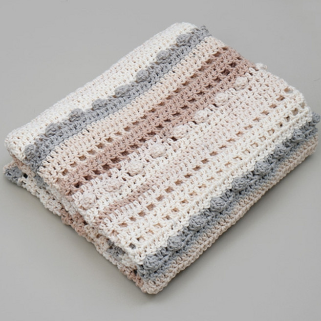 슬로우모먼츠 마블 스톤 블랭킷 뜨개질 DIY 패키지 세트, 1세트, 베이지 믹스