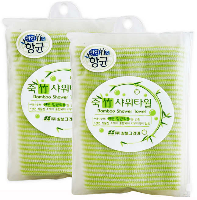 크리미 죽 샤워 타월, 혼합색상, 2개, 1개입