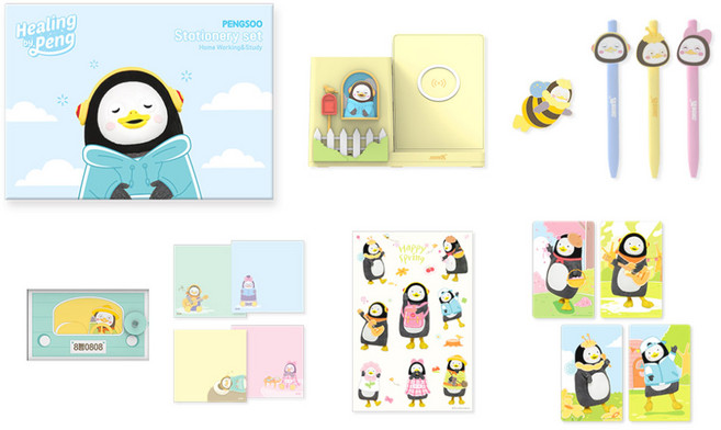 펭수 힐링바이펭 스테이셔너리 6종 세트, 혼합색상, 1세트