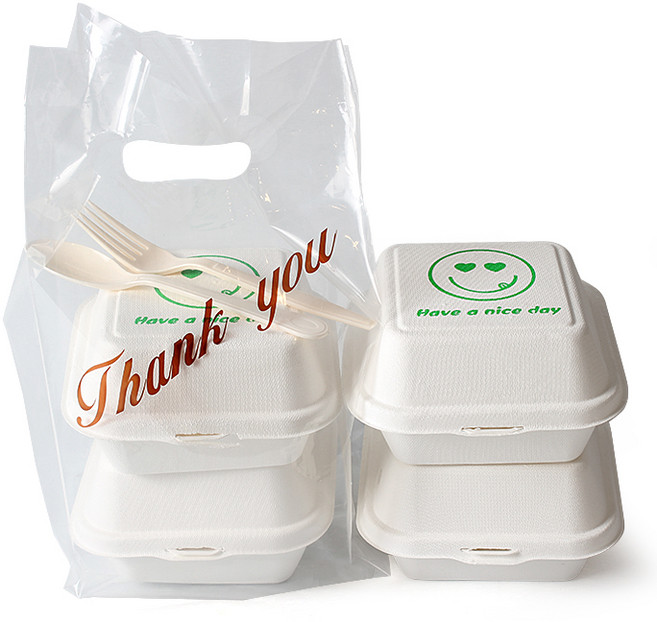 피크닉앤패키지 펄프도시락 나이스데이프린팅 20p + pe땡큐비닐백 20p + 스푼포크 크림색 20p 세트, 1개