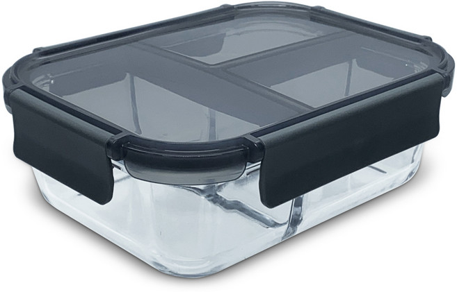 미르코리아 뉴락 내열 오븐글라스 밀폐용기 3칸, 1개, 1.04L